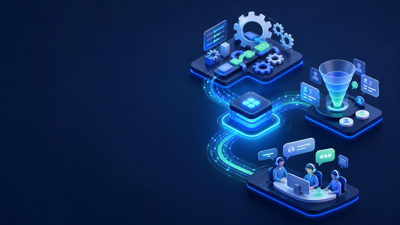Equipo de atención al cliente y operaciones conectado a paneles de datos